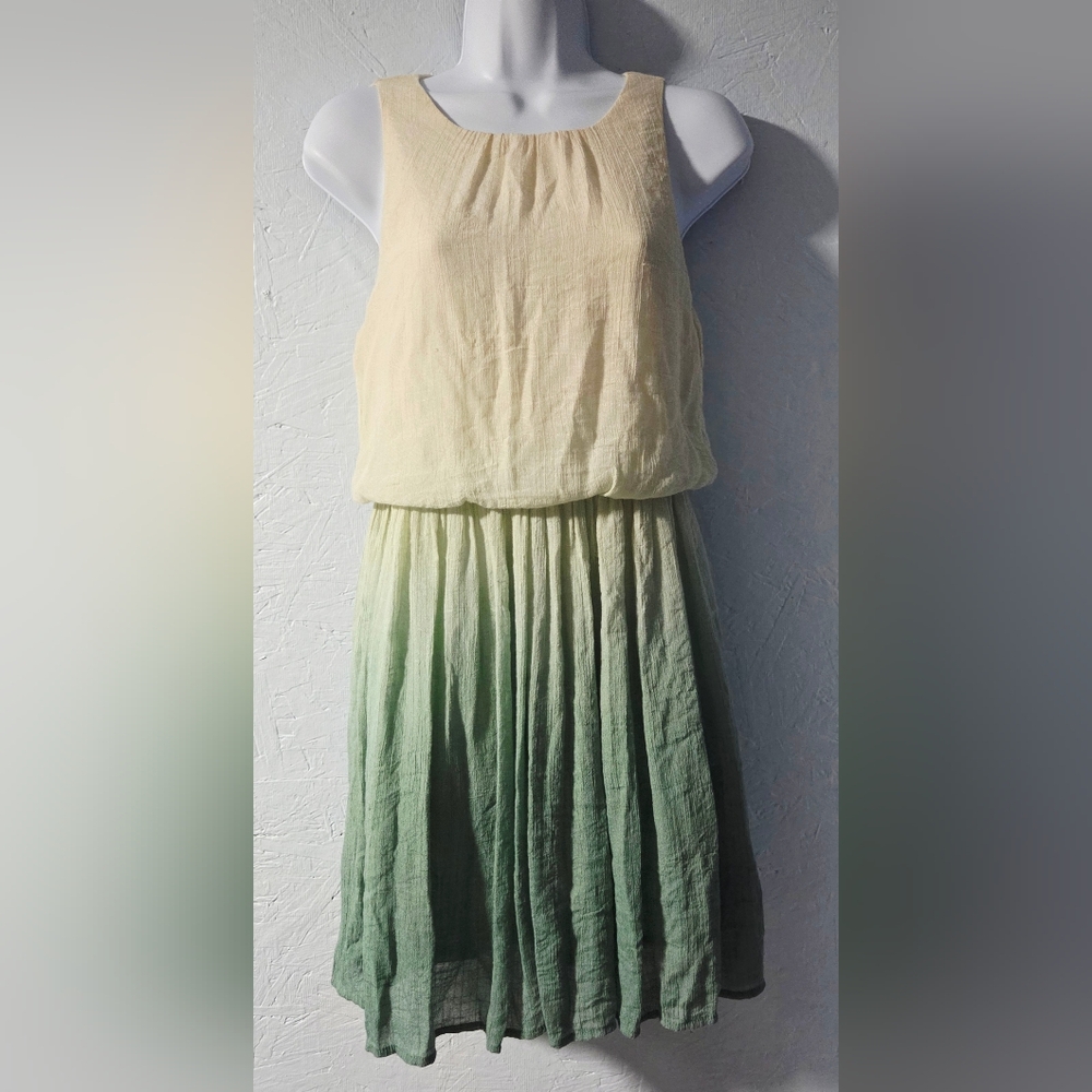 Entro Ivory & Sage Gradient Sleeveless Dress - Small